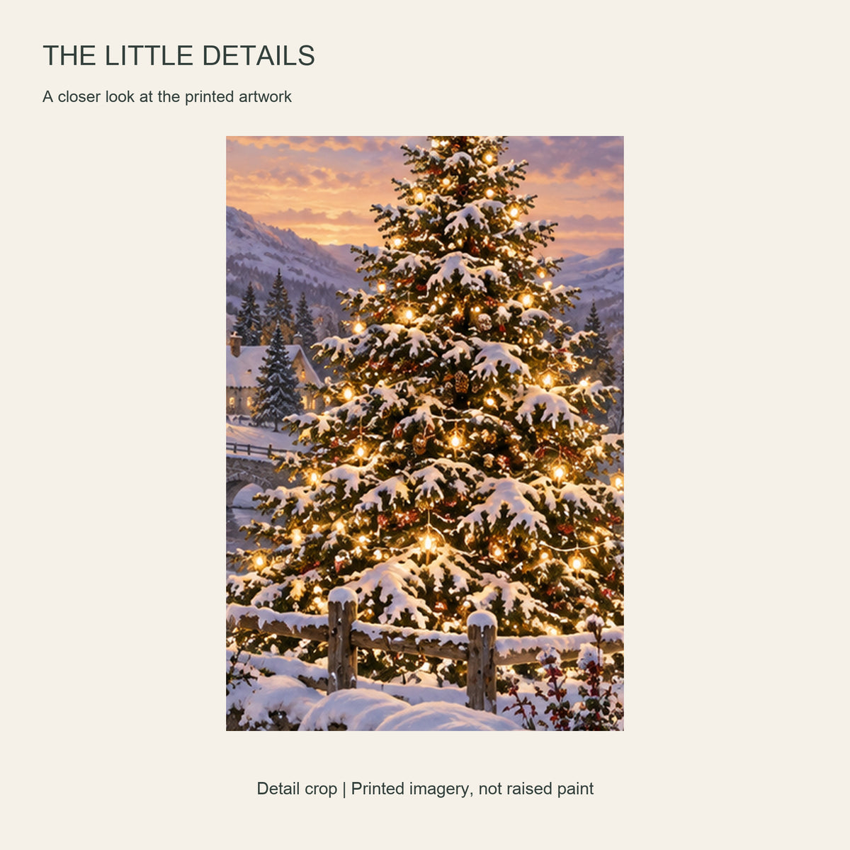 The Tree That Lit Up Winter — Christmas Panel Set Canvas Wall Art, 3-Piece, Unframed — Artwork detail