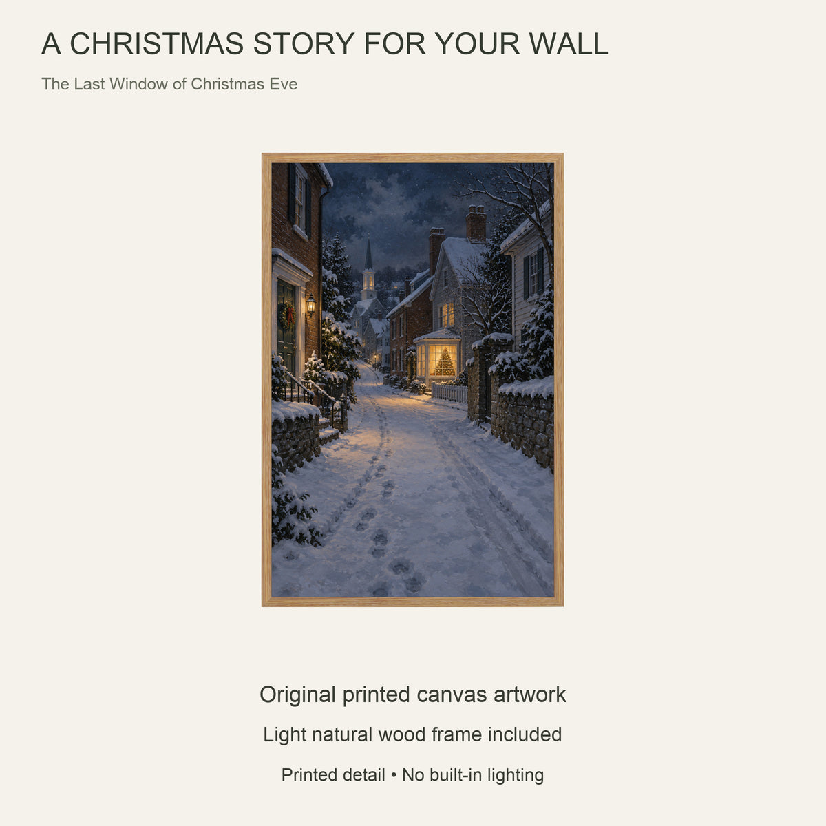 The Last Window of Christmas Eve — Light Wood Framed Christmas Canvas Wall Art — Complete Christmas artwork and product configuration — Image 9