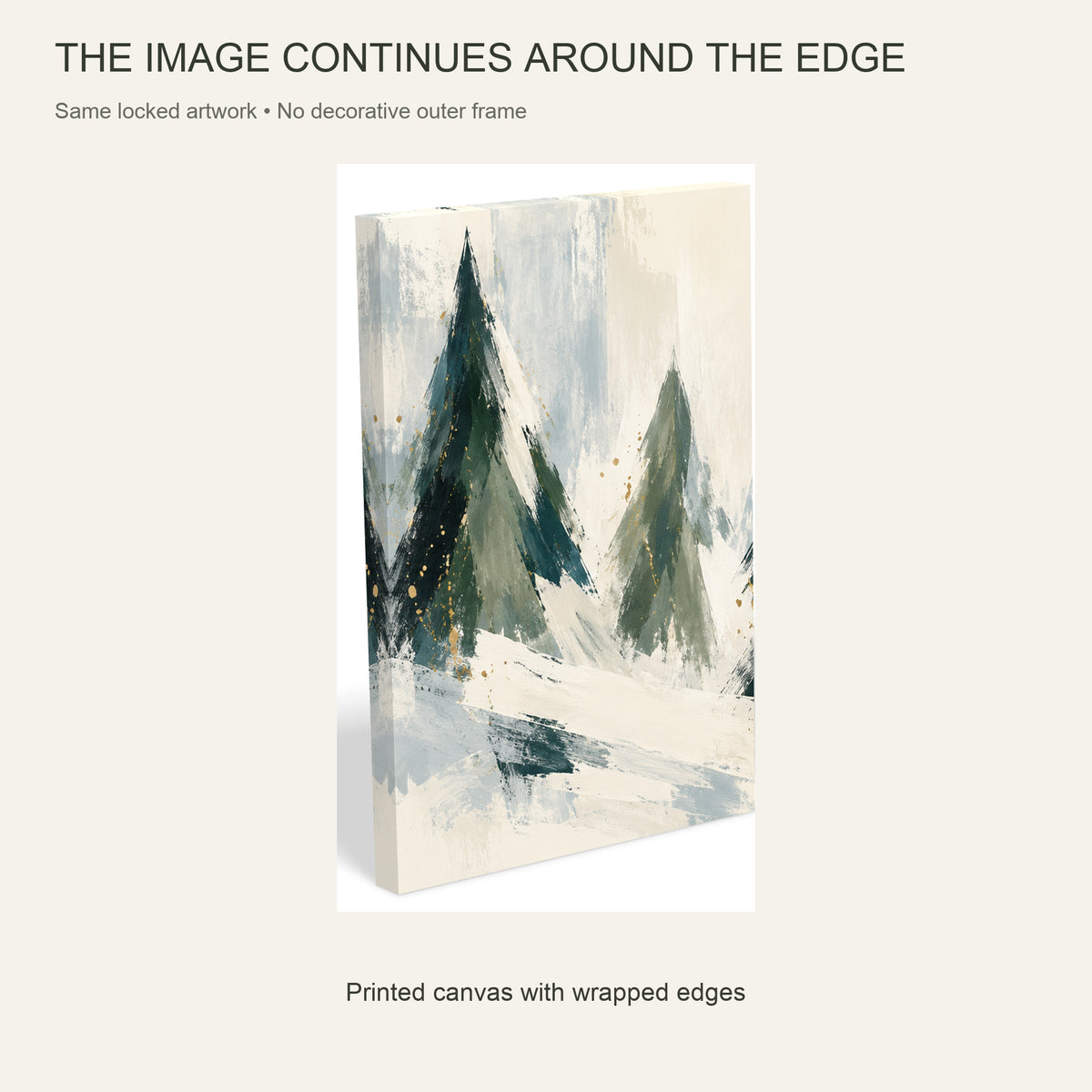 Snow Falls on the Christmas Trees — 3-Piece Christmas Canvas Wall Art Set — Canvas edge and wrapped printed image — Image 6