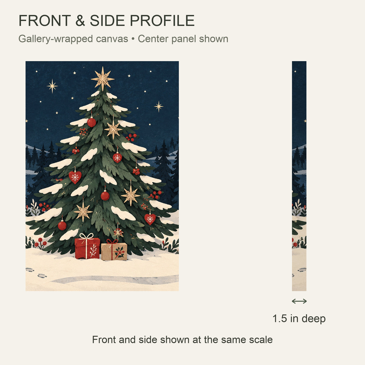 Christmas Hidden in the Forest — 3-Piece Christmas Canvas Wall Art Set — Front and side showing actual canvas depth — Image 5