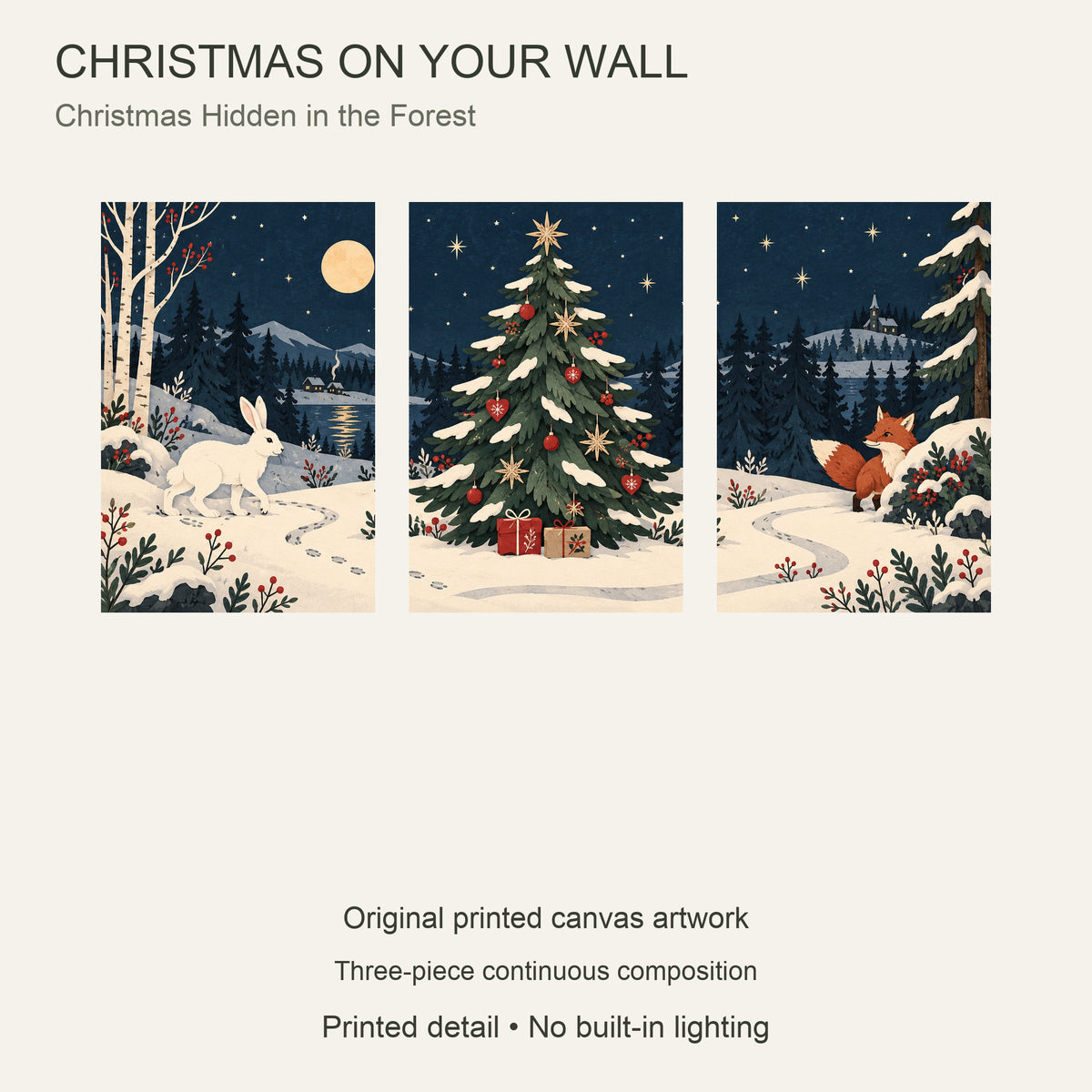 Christmas Hidden in the Forest — 3-Piece Christmas Canvas Wall Art Set — Complete artwork and product configuration — Image 9