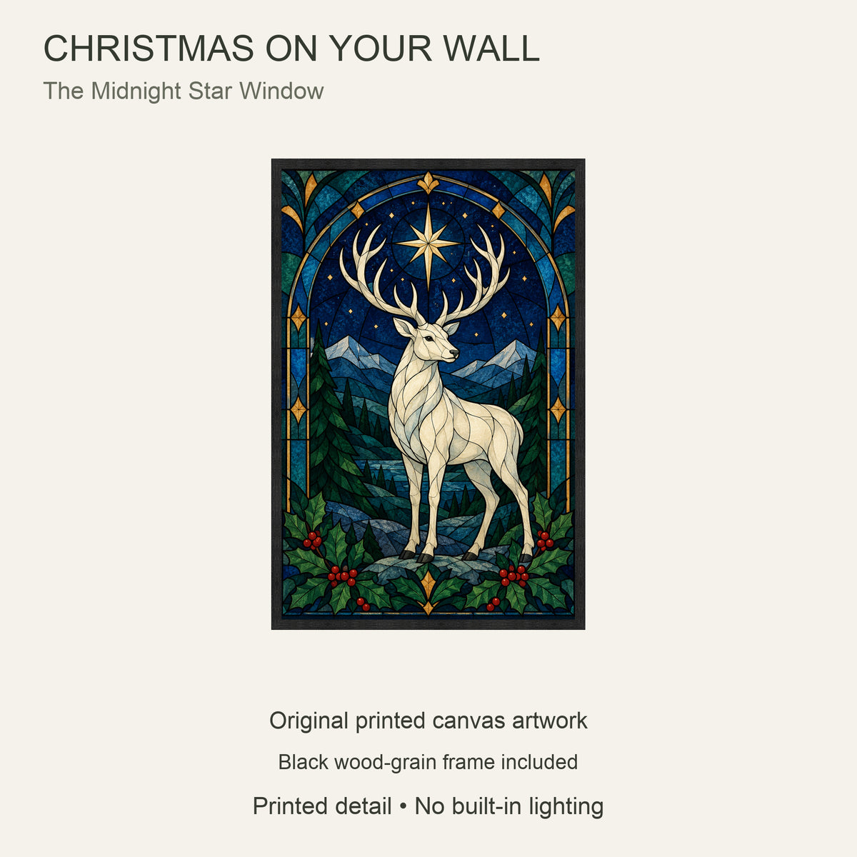 The Midnight Star Window — Black Wood Framed Christmas Canvas Wall Art — Complete artwork and product configuration — Image 9