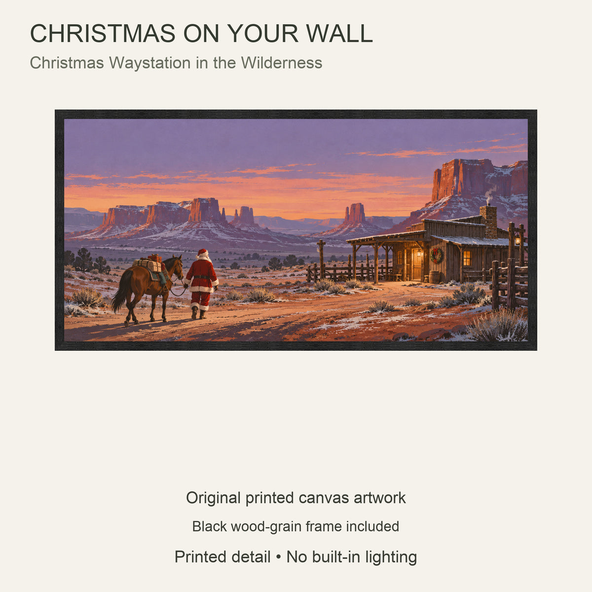 Christmas Waystation in the Wilderness — Black Wood Framed Christmas Canvas Wall Art — Complete artwork and product configuration — Image 9