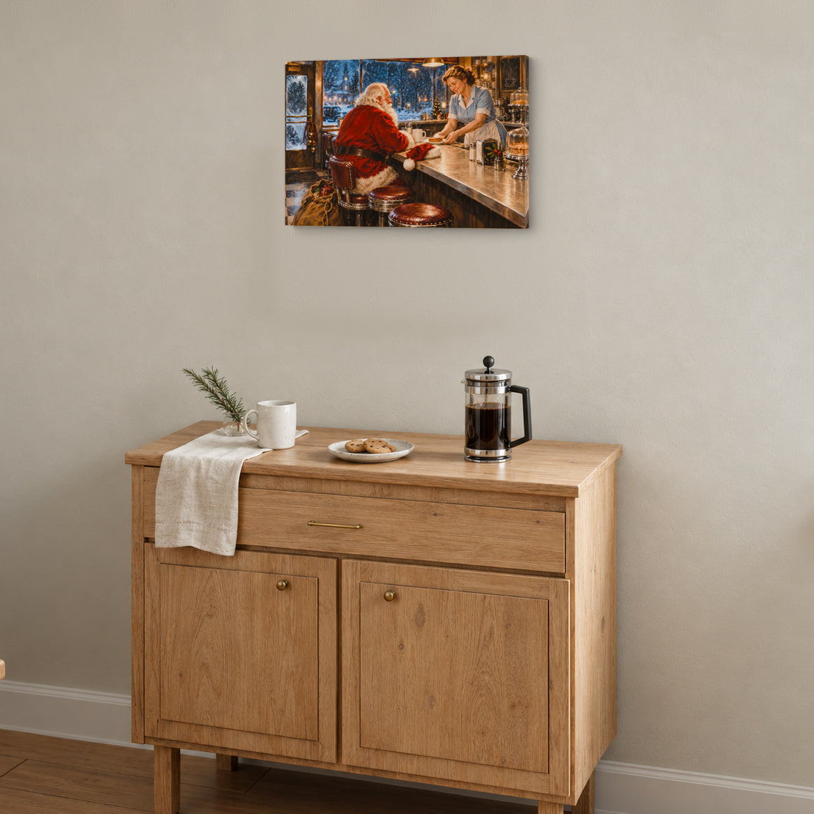 The Last Stop on Christmas Eve — Christmas Canvas Wall Art — 清晨咖啡准备中 — Image 2