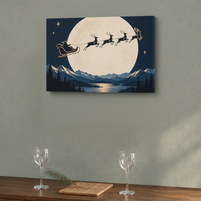 Sleigh Across the Moon — Christmas Canvas Wall Art — Shopify手机主图 — Image 1