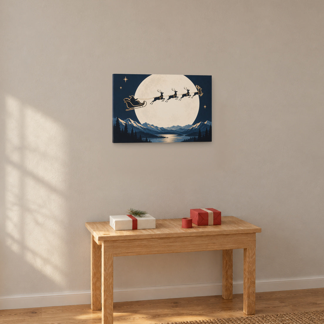 Sleigh Across the Moon — Christmas Canvas Wall Art — 玄关迎客准备 — Image 3