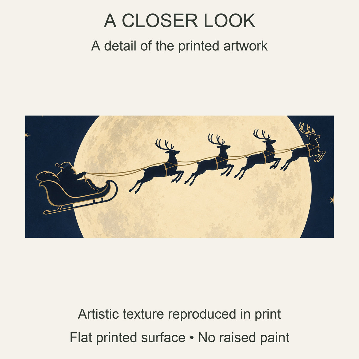 Sleigh Across the Moon — Christmas Canvas Wall Art — 画芯局部细节 — Image 4