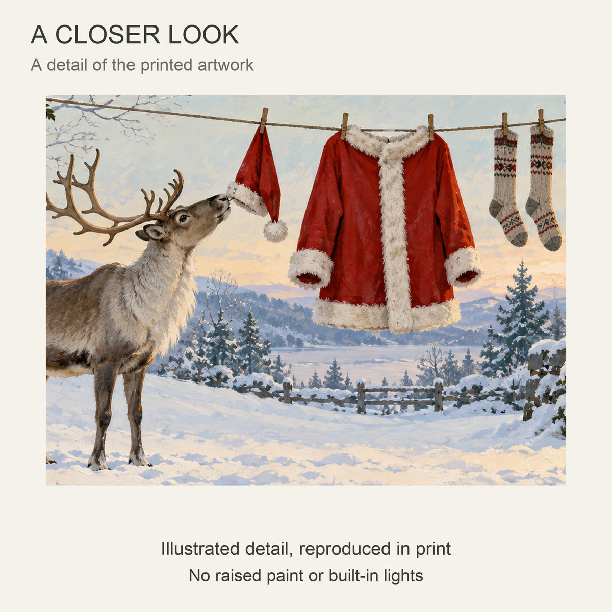 Even Santa Has Laundry Day — Black Wood Framed Christmas Canvas Wall Art — 画芯局部细节 — Image 4