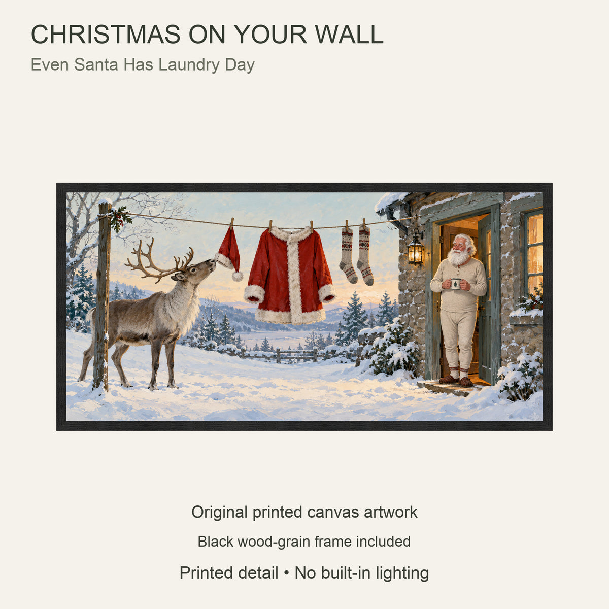 Even Santa Has Laundry Day — Black Wood Framed Christmas Canvas Wall Art — 主题与商品配置 — Image 9