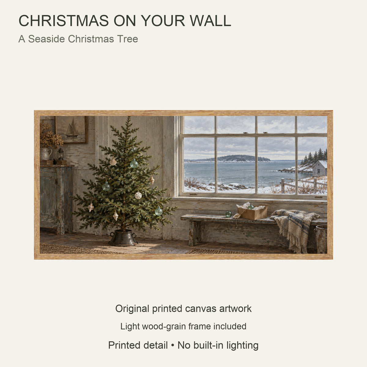 A Seaside Christmas Tree — Light Wood Framed Christmas Canvas Wall Art — 主题与商品配置 — Image 9