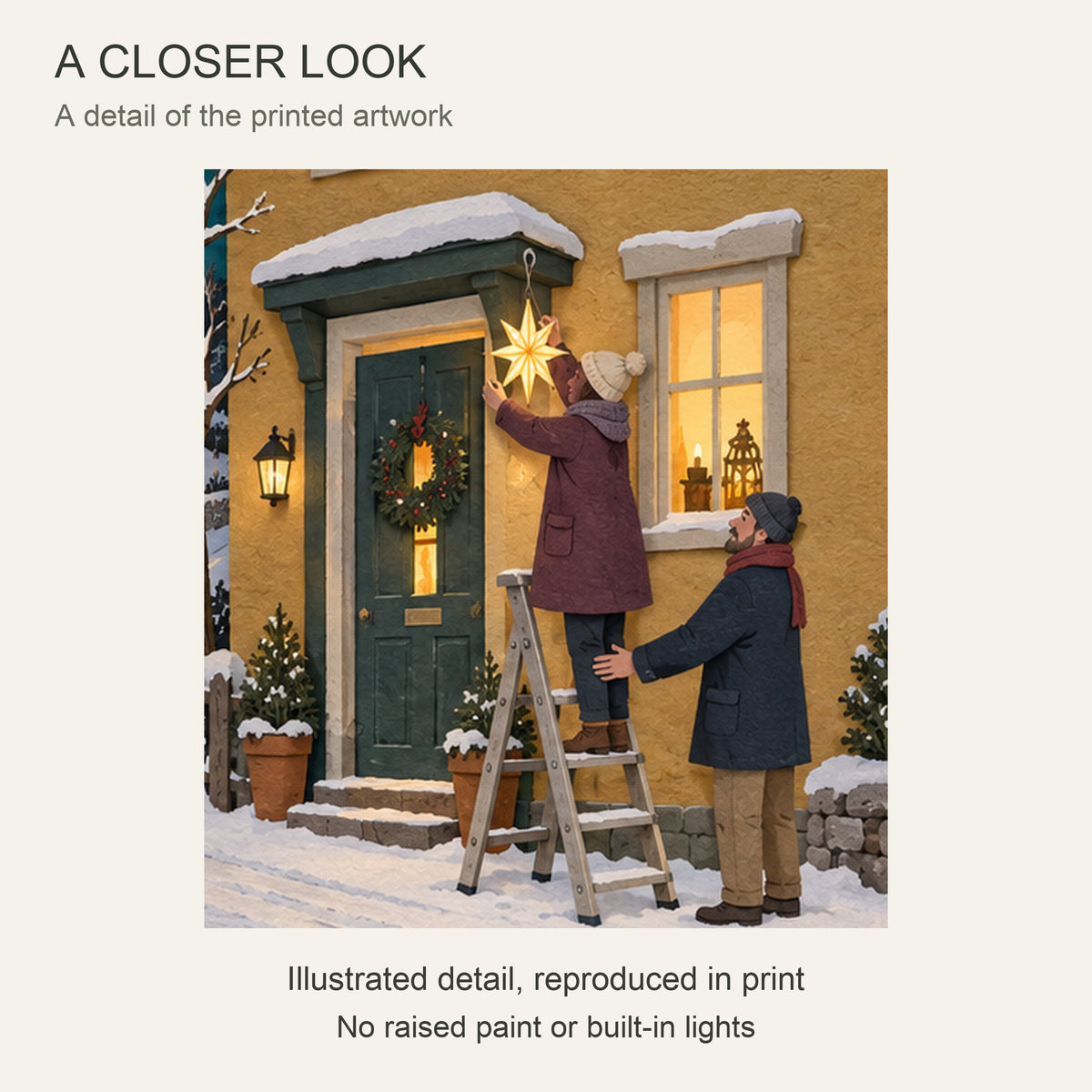 The Whole Street Lights Up — Christmas Canvas Wall Art Set of 3 — 画芯局部细节 — Image 4