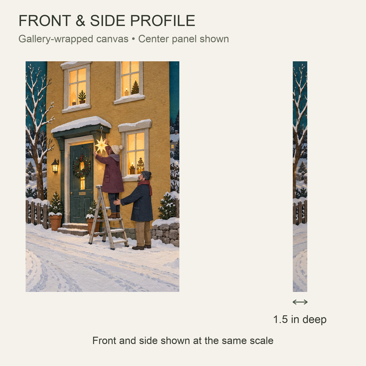 The Whole Street Lights Up — Christmas Canvas Wall Art Set of 3 — 正面与真实厚度 — Image 5
