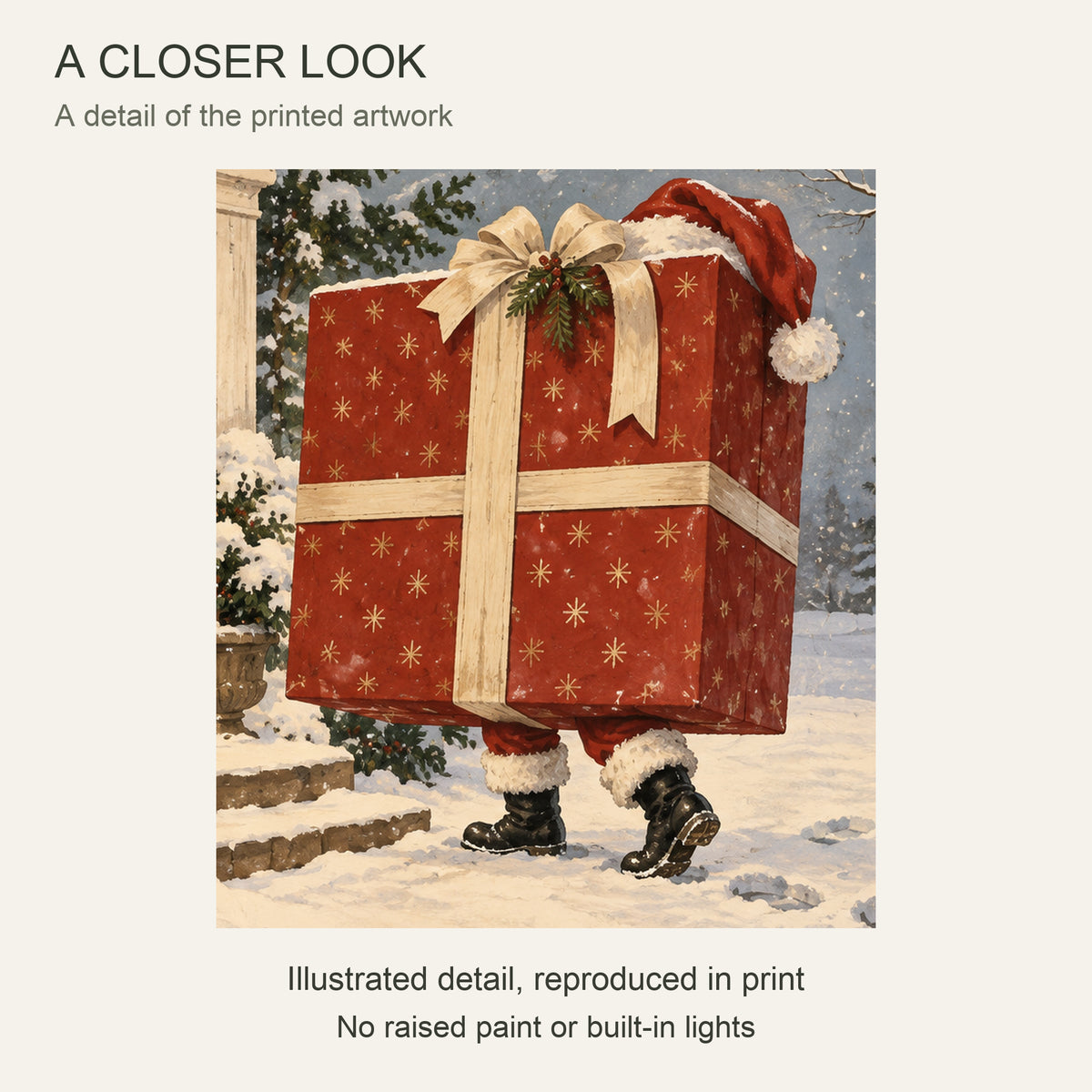 The Gift That Walked to the Door — Black Wood Framed Christmas Canvas Wall Art — 画芯局部细节 — Image 4