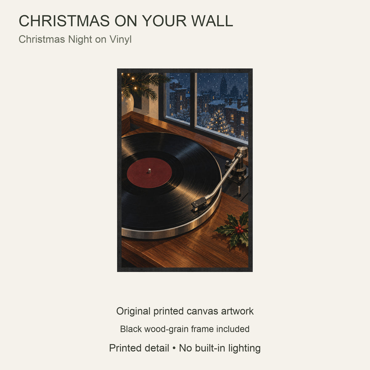 Christmas Night on Vinyl — Black Wood Framed Christmas Canvas Wall Art — 主题与商品配置 — Image 9