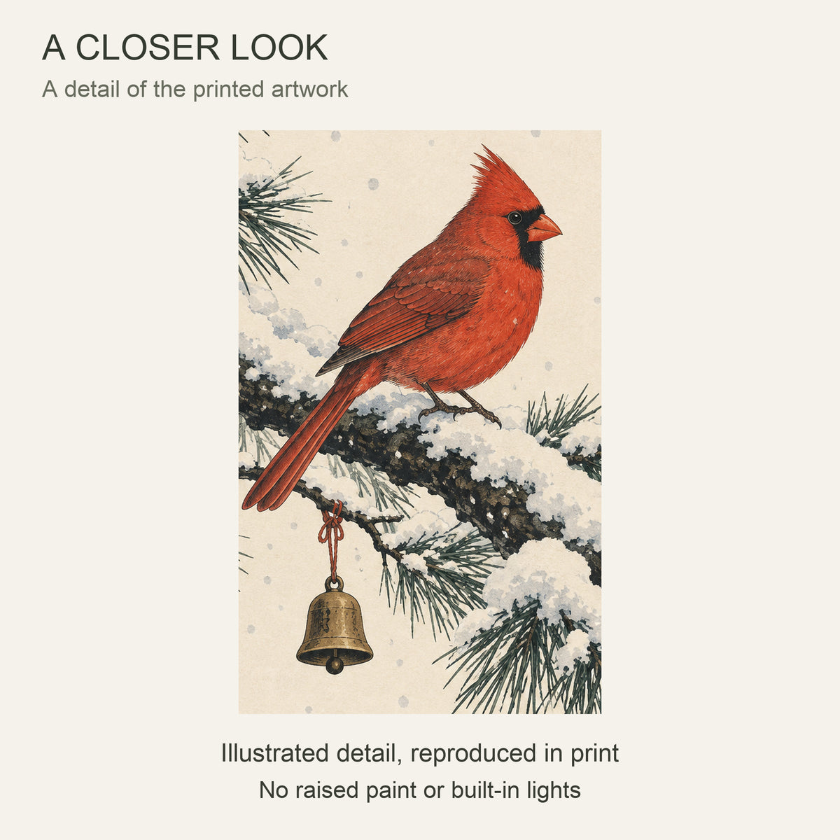 A Cardinal After the Snow — Light Wood Framed Christmas Canvas Wall Art — 画芯局部细节 — Image 4