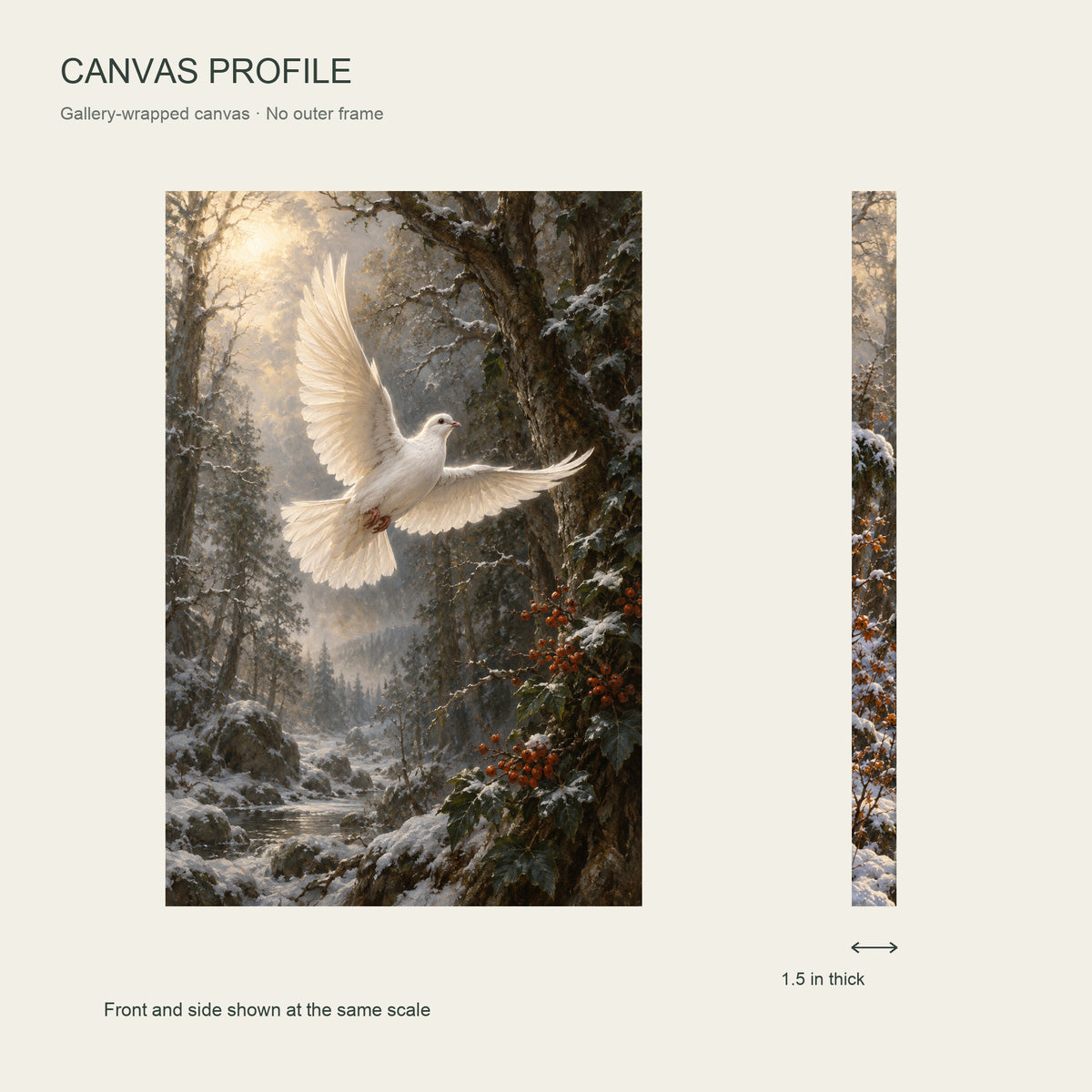 White Wings in the Winter Grove — Gallery-Wrapped Canvas Wall Art — Front and 1.5 inch canvas side profile — Image 5