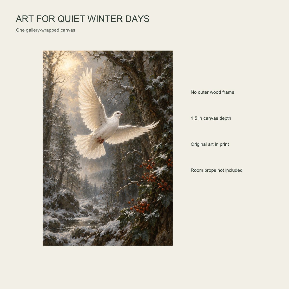 White Wings in the Winter Grove — Gallery-Wrapped Canvas Wall Art — Single unframed canvas product configuration — Image 8
