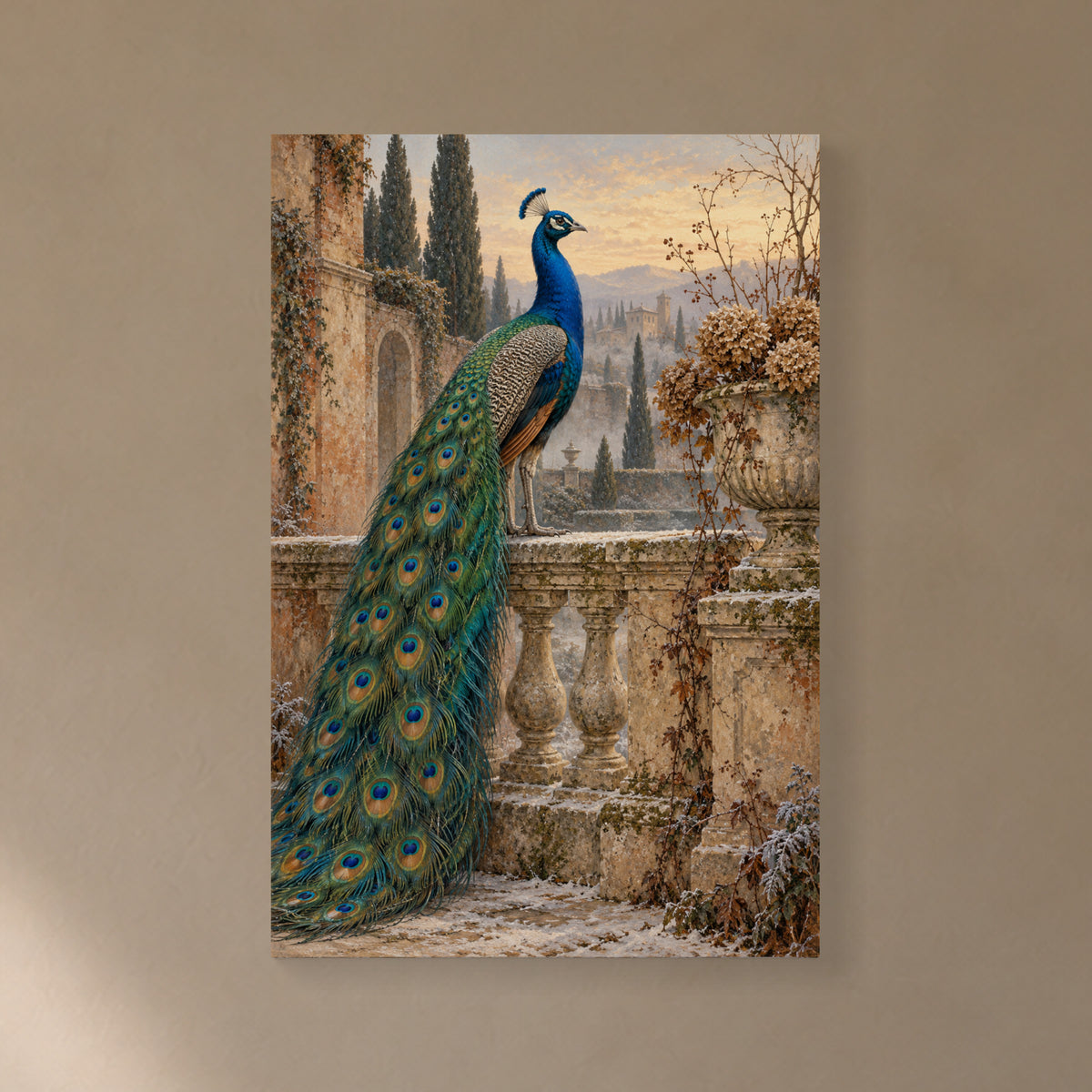 The Peacock in the Sleeping Garden — Gallery-Wrapped Canvas Wall Art — Atmospheric canvas close view — Image 1