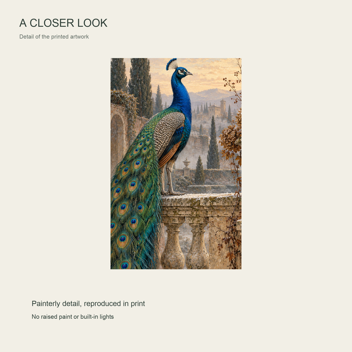 The Peacock in the Sleeping Garden — Gallery-Wrapped Canvas Wall Art — Detail of printed artwork — Image 4