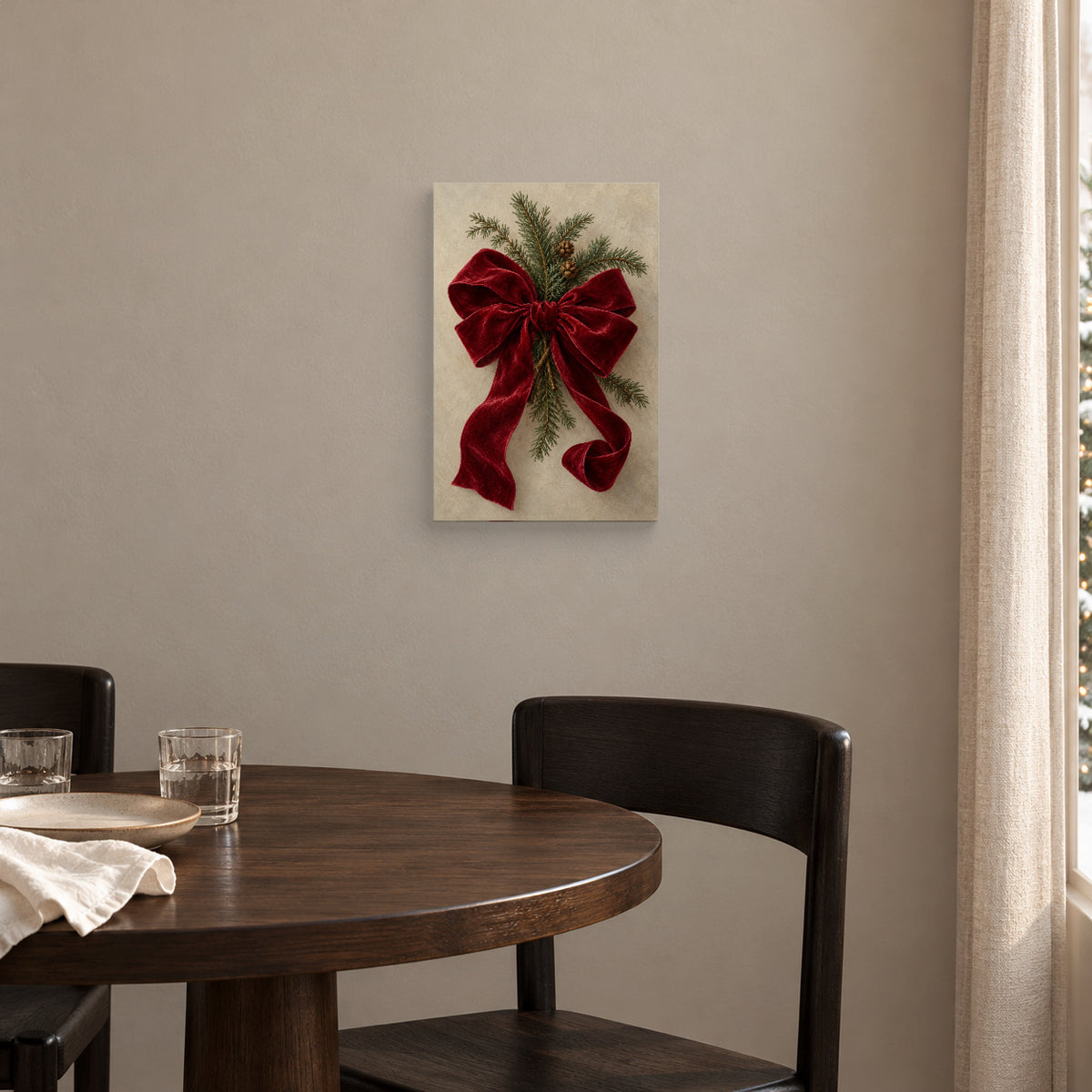 One Bow, All of Christmas — Christmas Canvas Wall Art — Complete artwork in a themed lifestyle setting — Image 2