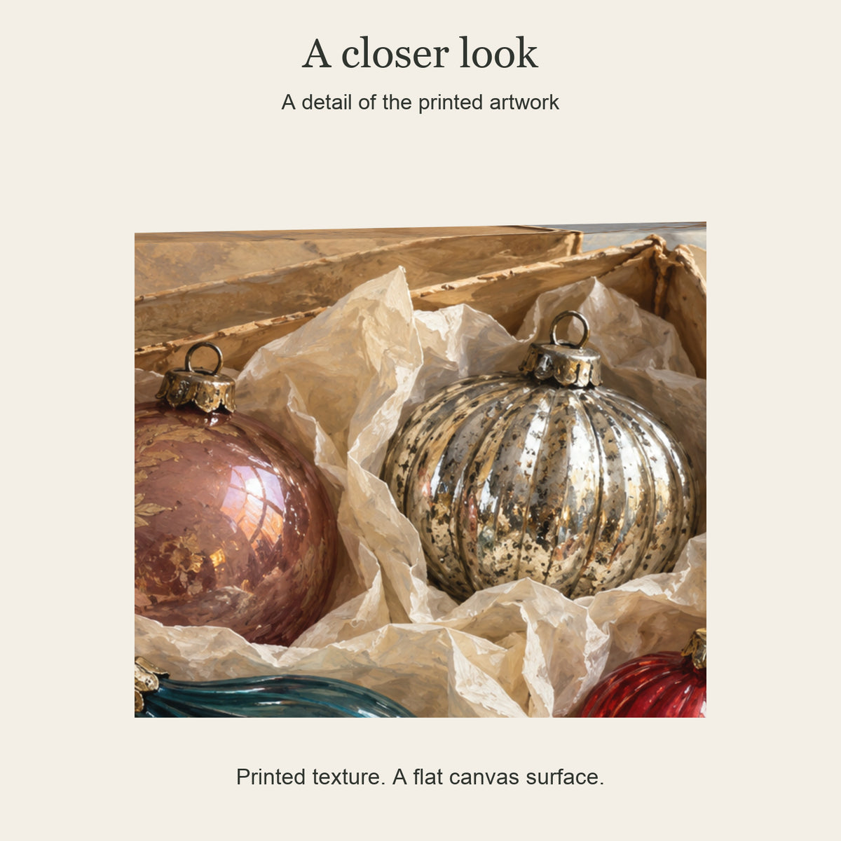 Unpacking Christmas Memories — Christmas Canvas Wall Art — Close-up of the printed artwork — Image 4