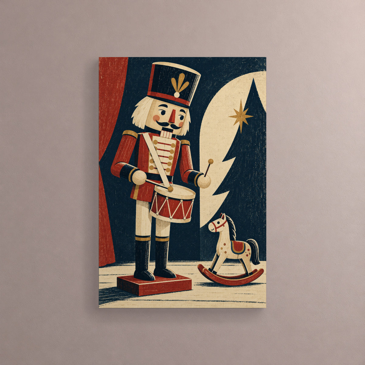 The Midnight Toy Rehearsal — Christmas Canvas Wall Art — Complete original artwork on a softly lit wall — Image 1