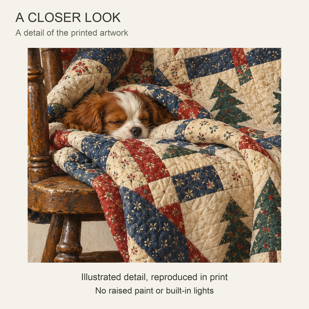 Christmas Stitched into a Quilt — Christmas Canvas Wall Art — Detail crop of the printed artwork — Image 4