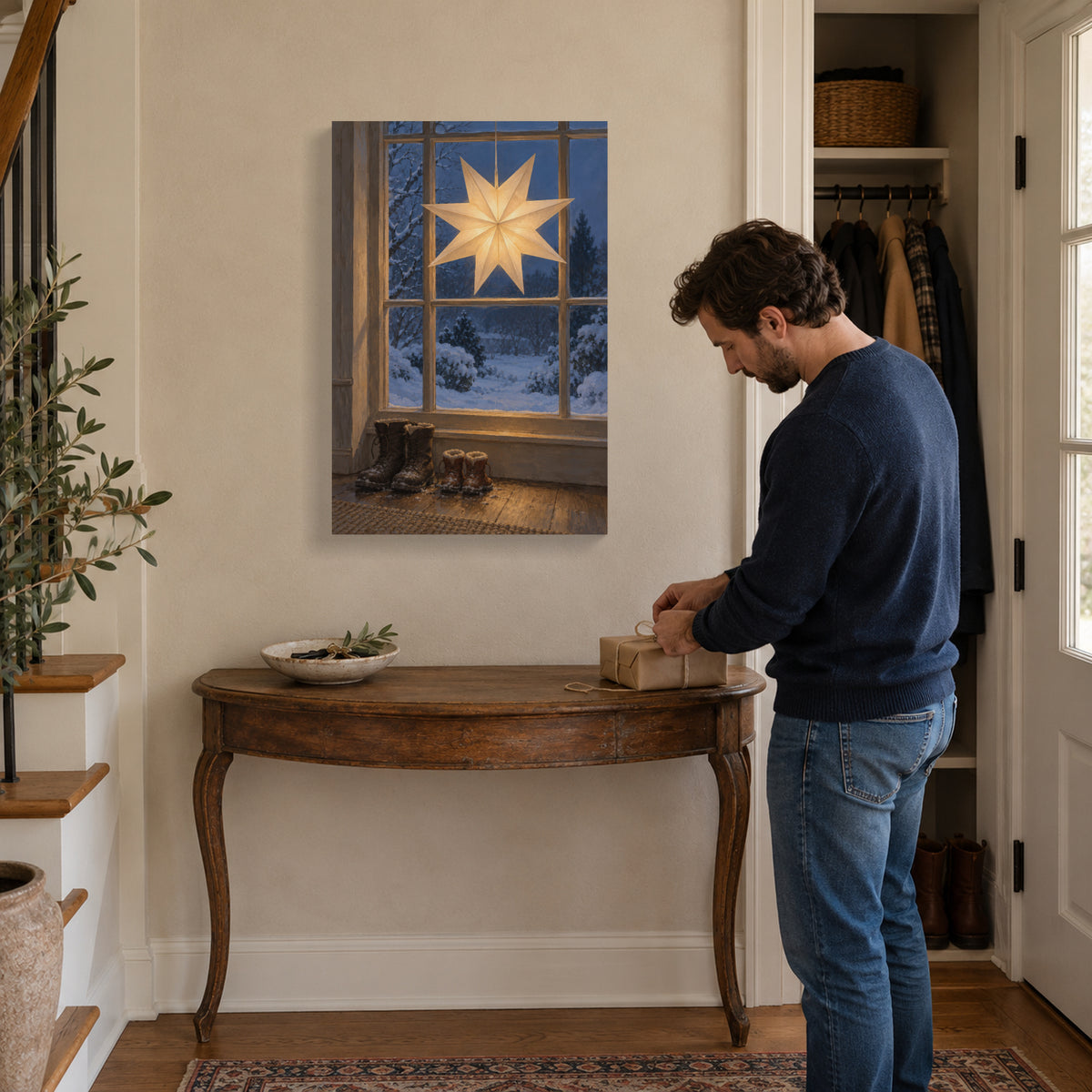 A Star Waiting at the Window — Christmas Canvas Wall Art — Alternative lifestyle view of the complete canvas — Image 3