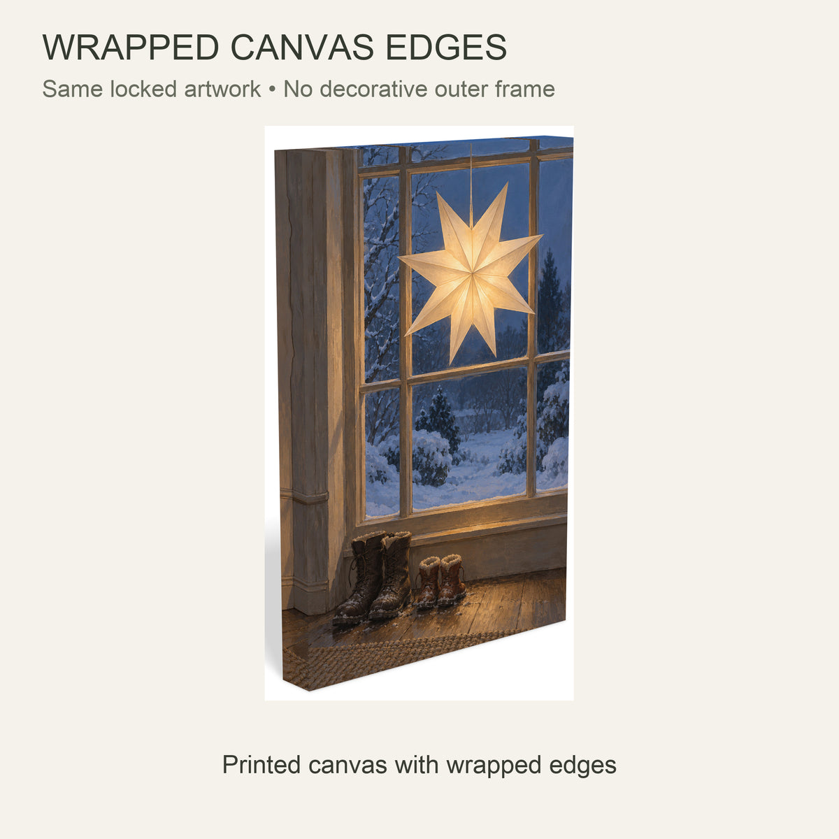 A Star Waiting at the Window — Christmas Canvas Wall Art — Continuous wrapped canvas edge detail, no outer frame — Image 6