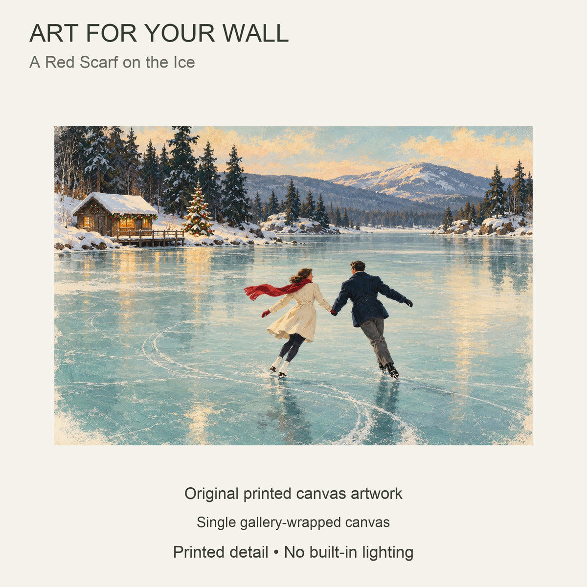 A Red Scarf on the Ice — Christmas Canvas Wall Art — Complete artwork and single canvas configuration — Image 9
