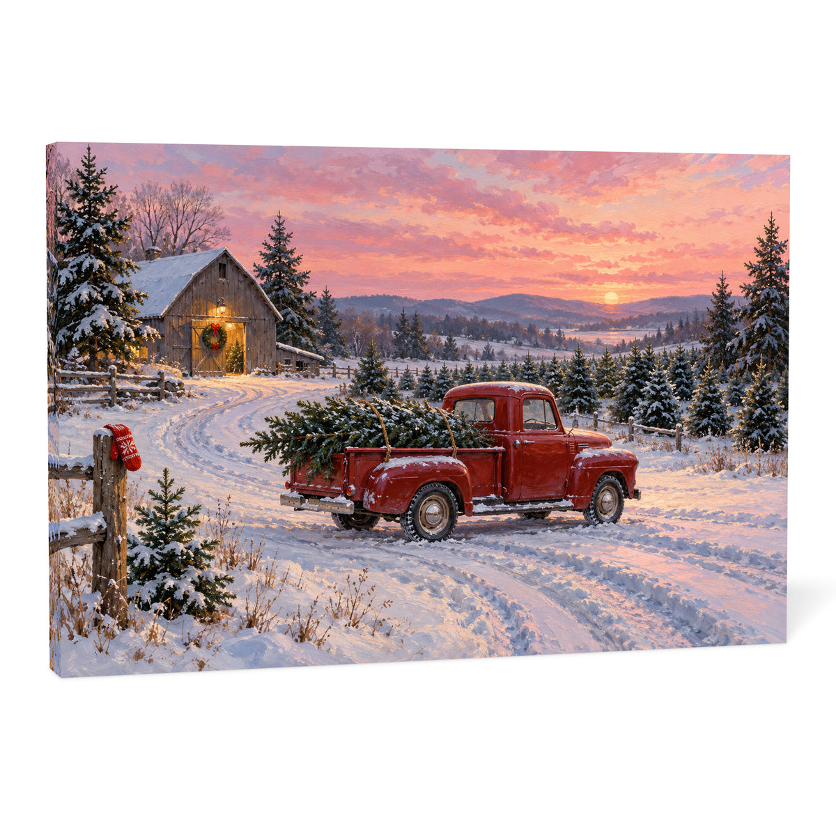 The Last Christmas Tree Comes Home — Christmas Canvas Wall Art — Complete canvas on a white background — Image 10