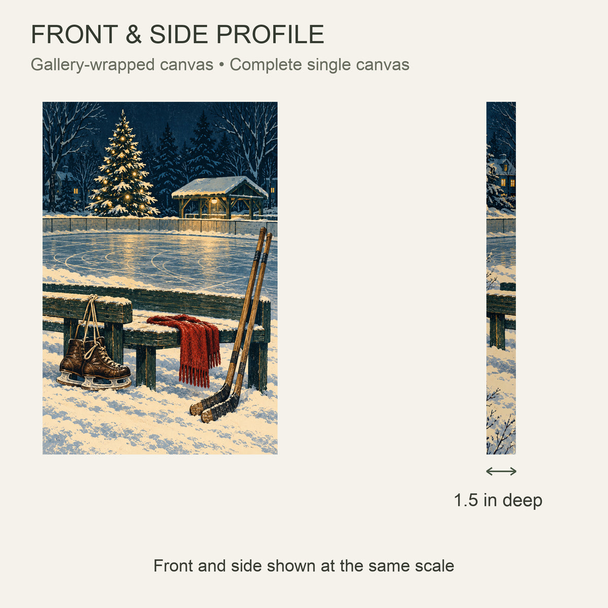 Christmas After the Last Skate — Christmas Canvas Wall Art — Complete front and 1.5 inch side profile — Image 5