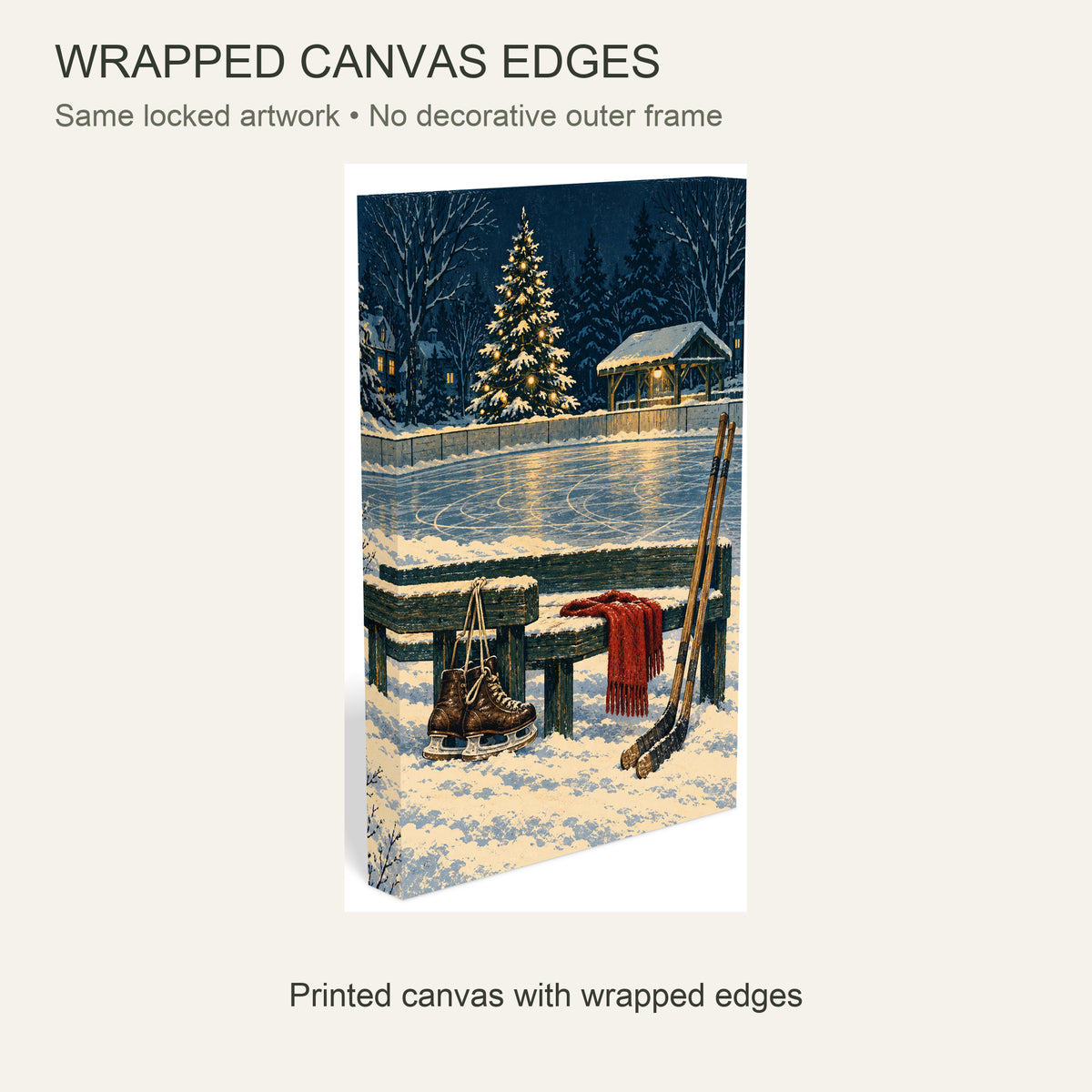 Christmas After the Last Skate — Christmas Canvas Wall Art — Continuous wrapped canvas edge detail, no outer frame — Image 6