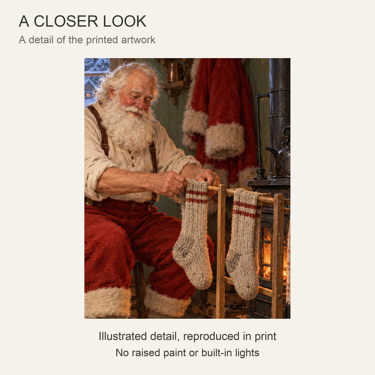 Even Santa Has Laundry — Christmas Canvas Wall Art — Detail crop of the printed artwork — Image 4