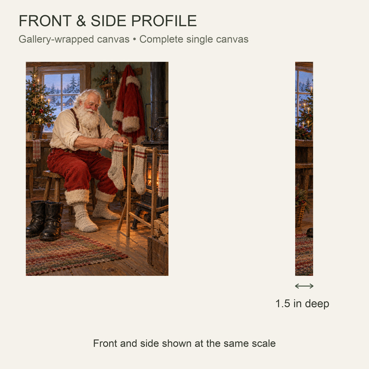 Even Santa Has Laundry — Christmas Canvas Wall Art — Complete front and 1.5 inch side profile — Image 5