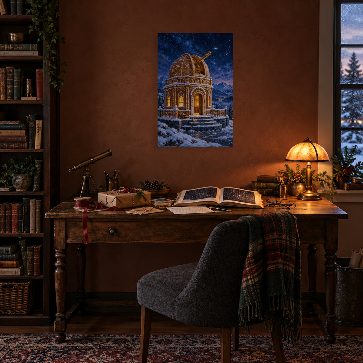 The Gingerbread Observatory — Christmas Canvas Wall Art — Alternative Christmas home setting, complete canvas — Image 3