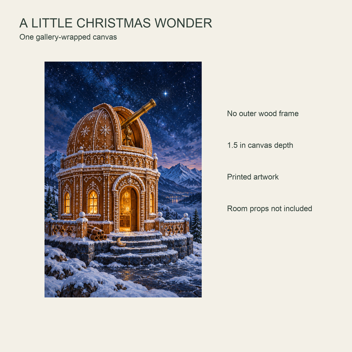 The Gingerbread Observatory — Christmas Canvas Wall Art — Complete printed canvas and included product configuration — Image 8