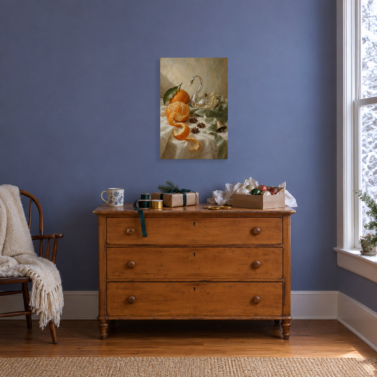 Orange Peel and the Glass Swan — Christmas Canvas Wall Art — Alternative Christmas home setting, complete canvas — Image 3