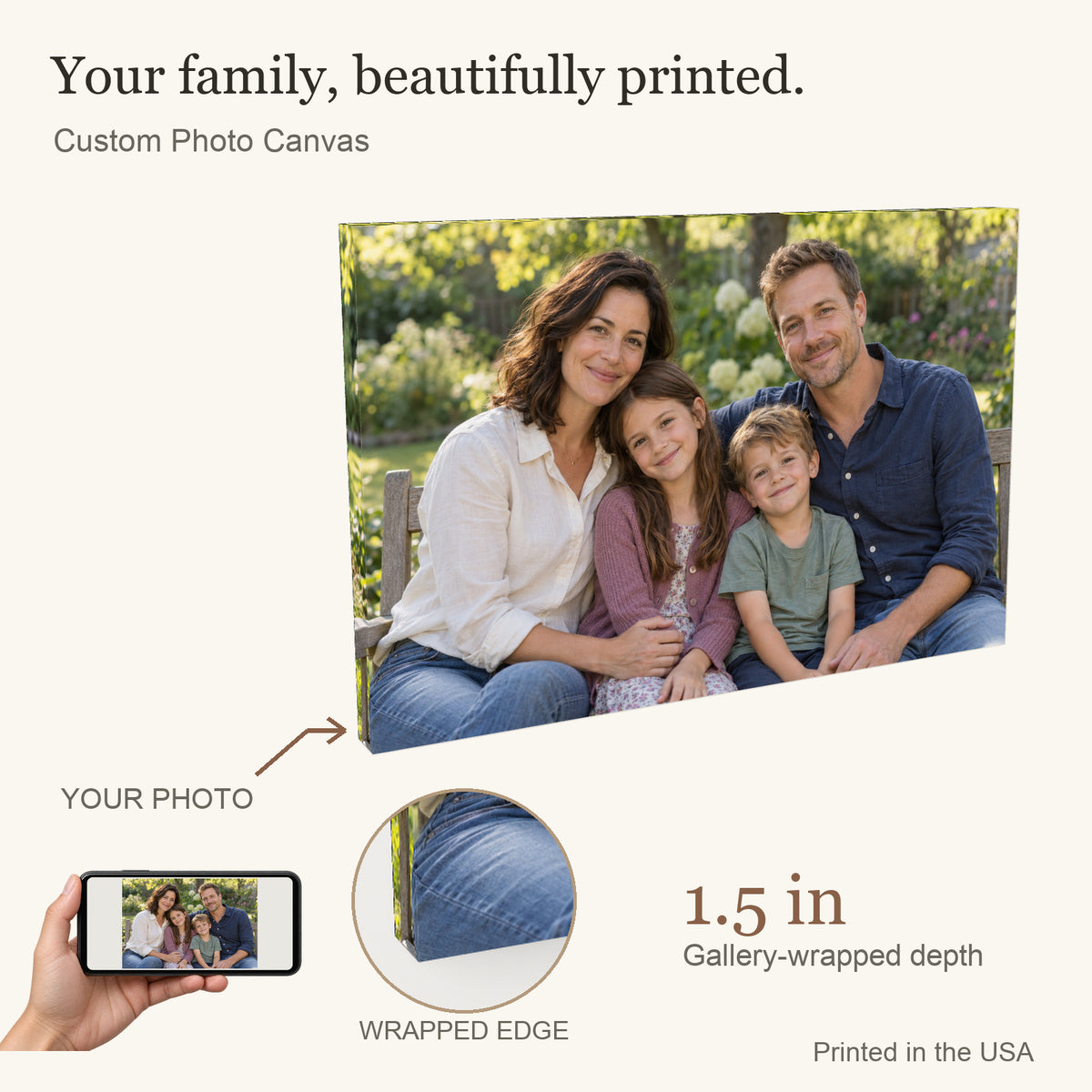 Personalized Family Photo Canvas — Your Photo, Printed in the USA — Your photo to canvas — illustrative example — Image 1