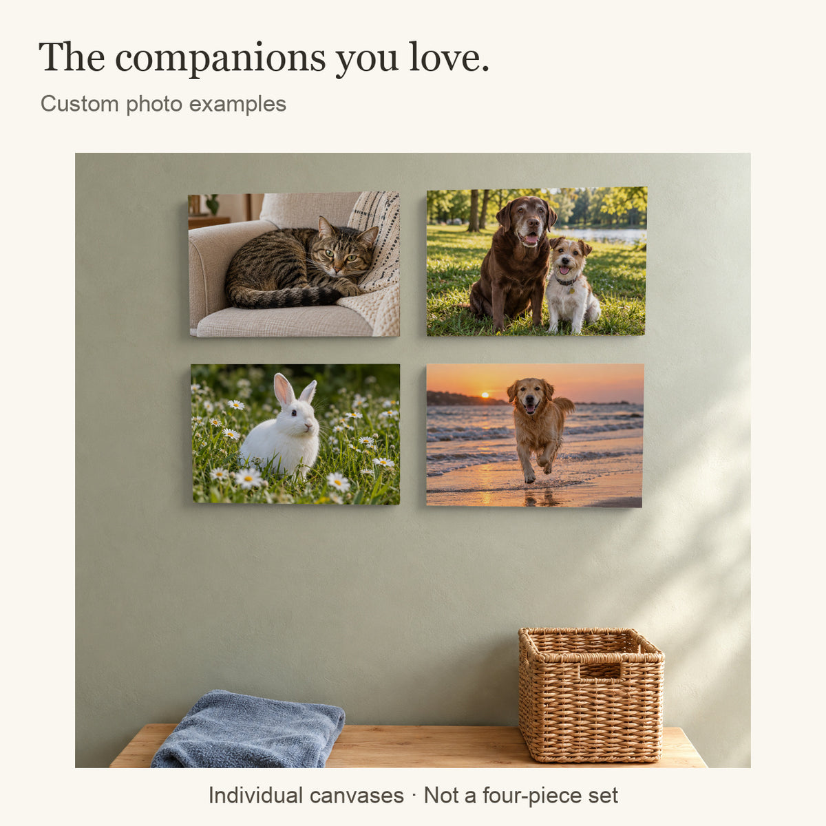 Personalized Pet Photo Canvas — Your Photo, Printed in the USA — Gallery wall of separate custom photo examples, not a bundle — Image 3