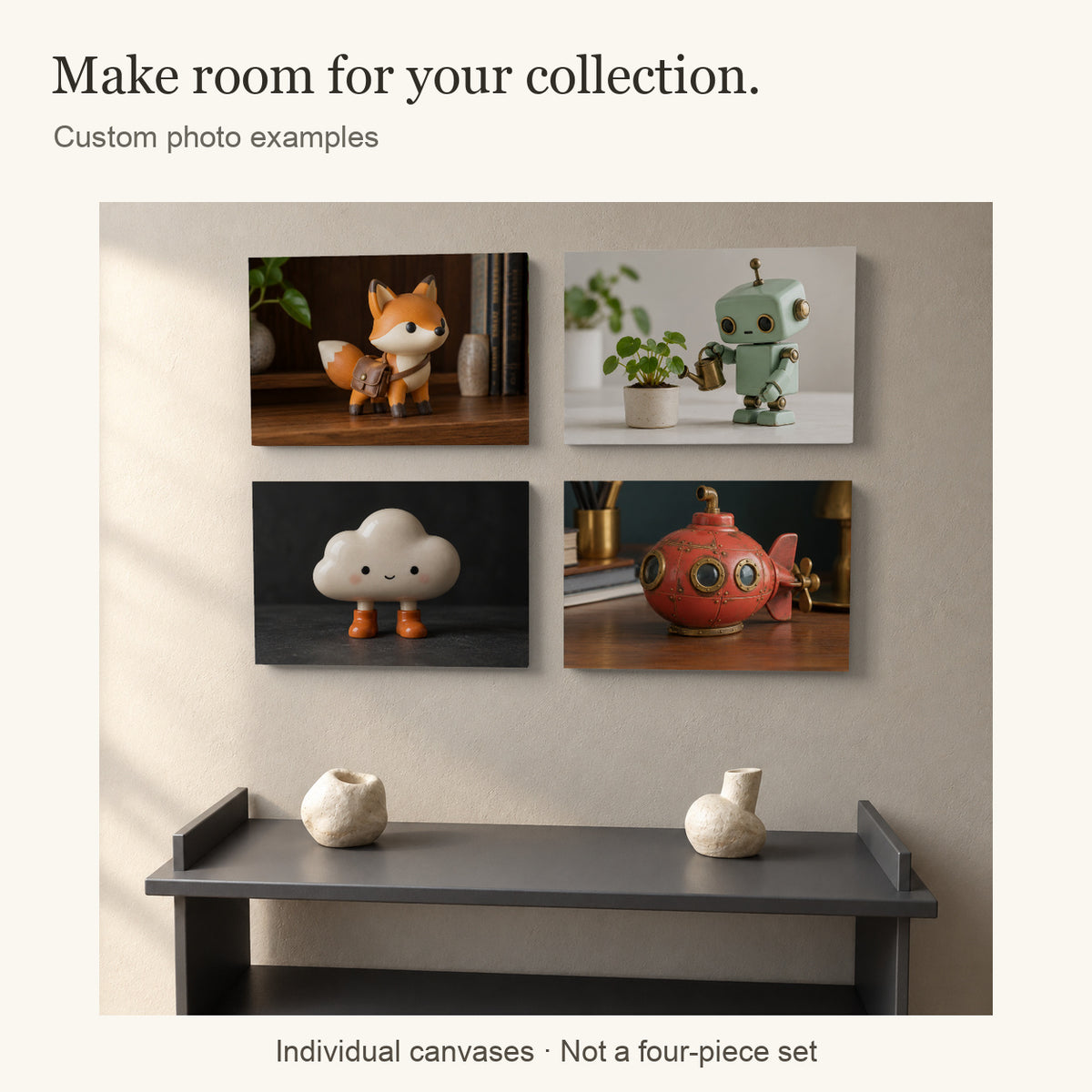 Personalized Collectible Photo Canvas — Your Photo, Printed in the USA — Gallery wall of separate custom photo examples, not a bundle — Image 3