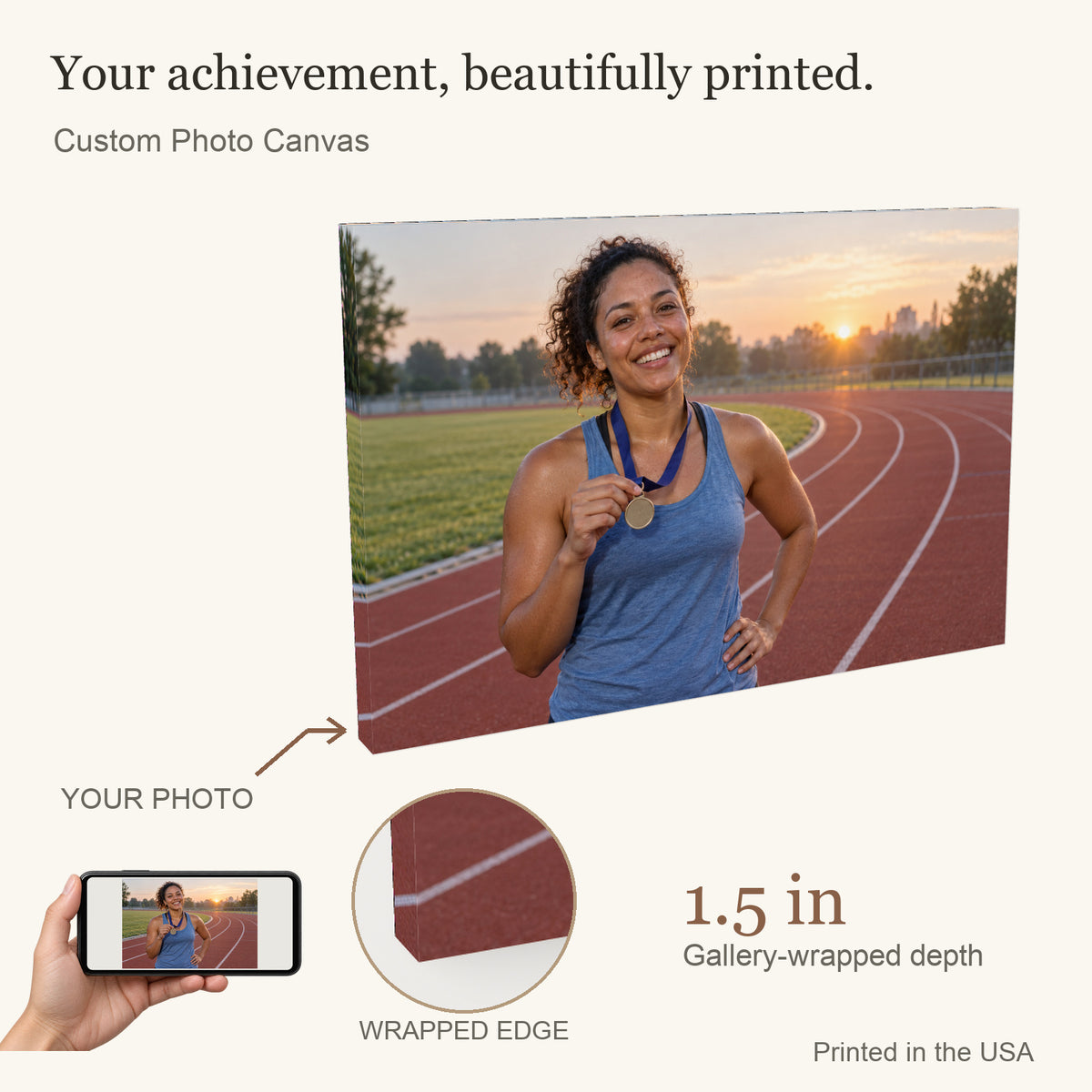 Personalized Sport Photo Canvas — Your Photo, Printed in the USA — Your photo to canvas — illustrative example — Image 1