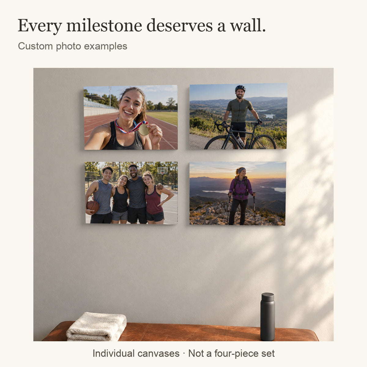 Personalized Sport Photo Canvas — Your Photo, Printed in the USA — Gallery wall of separate custom photo examples, not a bundle — Image 3