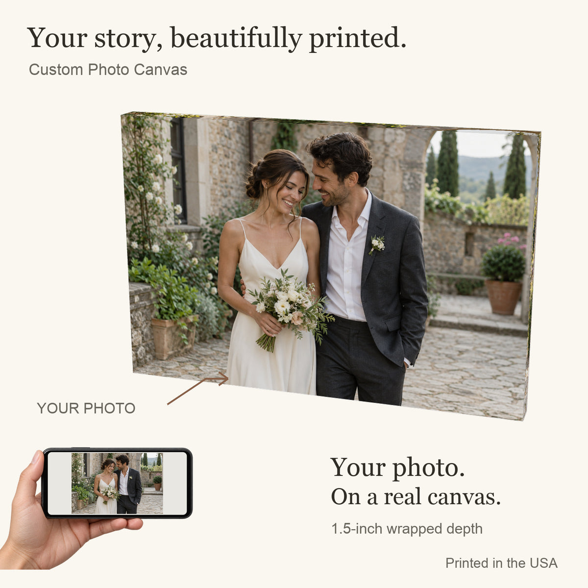 Personalized Wedding & Anniversary Photo Canvas — Your photo to canvas — illustrative example — Image 1