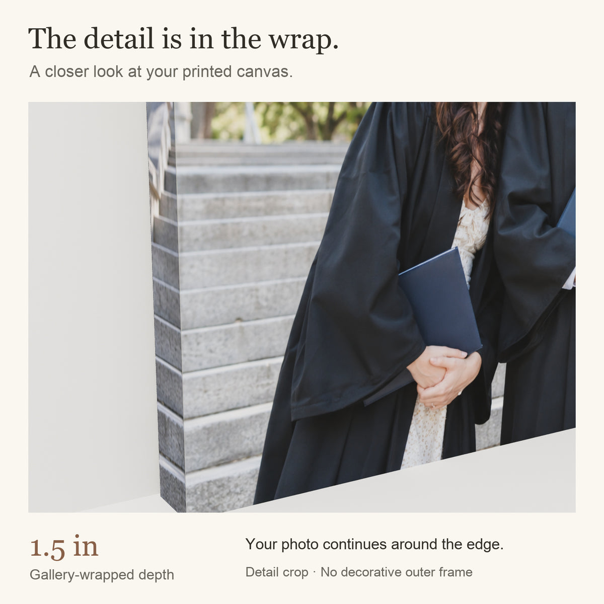 Personalized Graduation & Milestone Photo Canvas — Gallery-wrapped canvas edge detail — Image 6