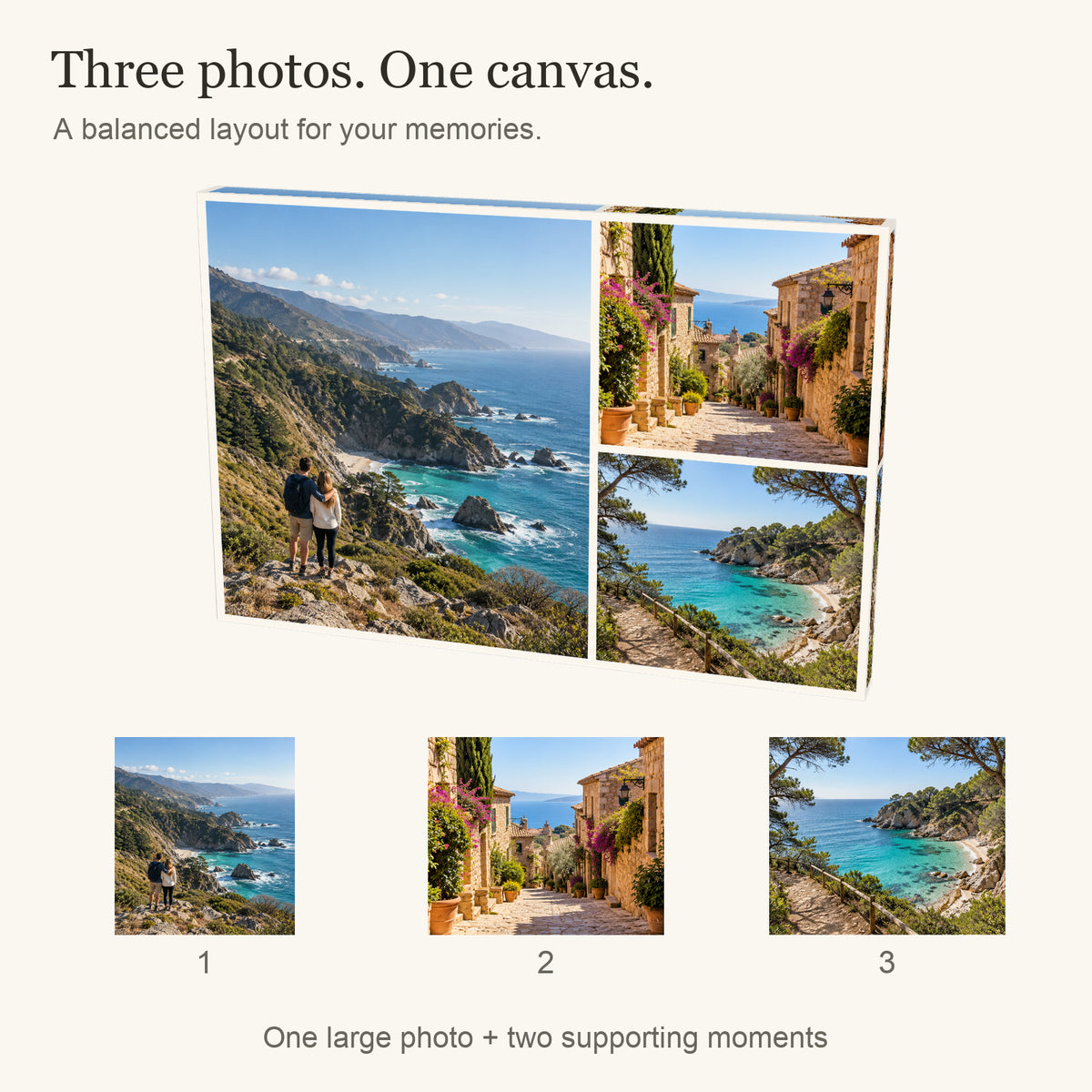 Personalized Three Photo Collage Canvas — Three separate photos combined into one canvas — Image 4