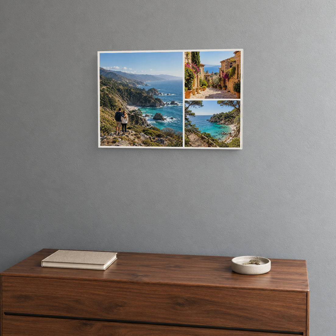Personalized Three Photo Collage Canvas — Real-scale canvas lifestyle example — Image 2