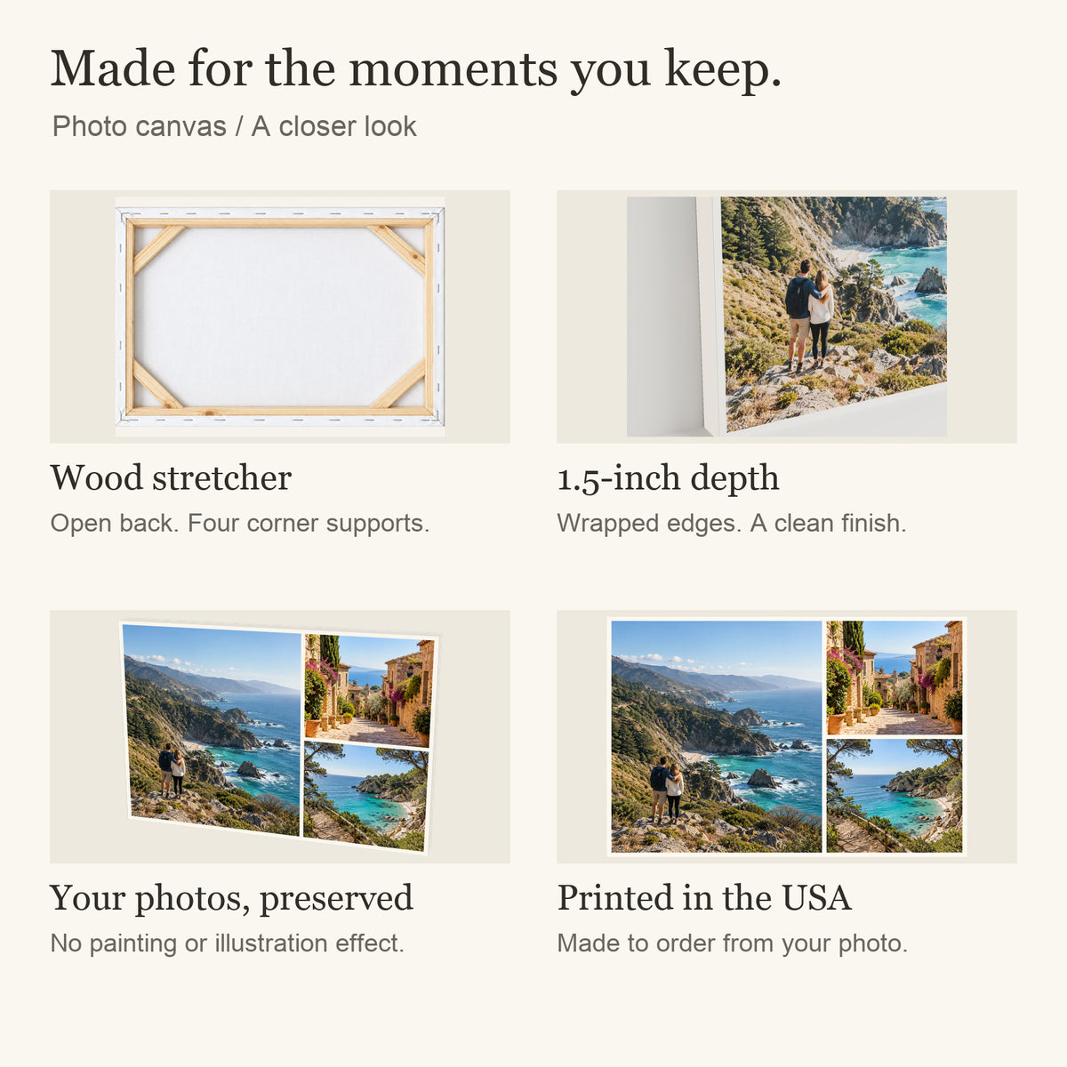 Personalized Three Photo Collage Canvas — Canvas materials and customization features — Image 5