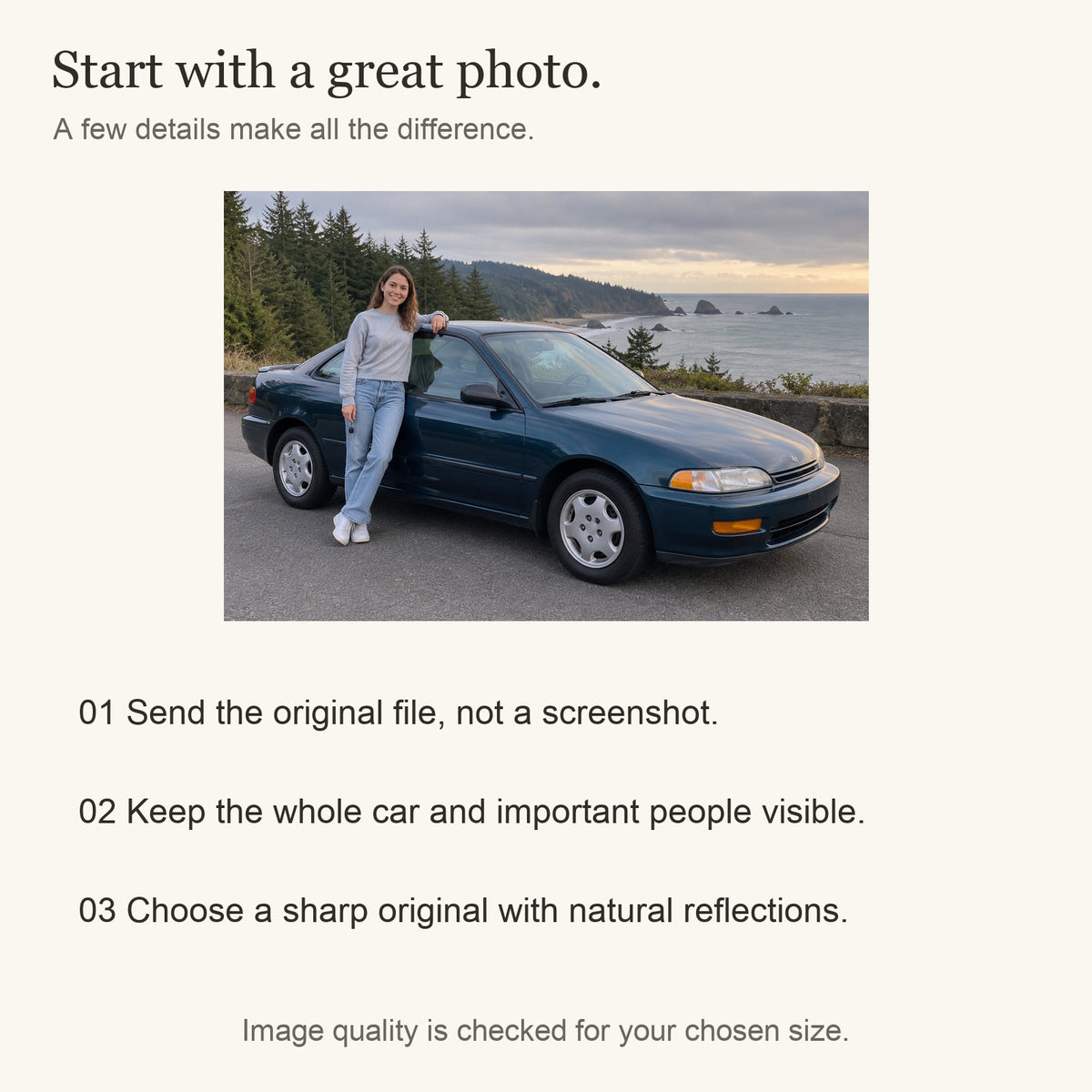 Personalized First Car Photo Canvas — Original photo file submission tips — Image 9