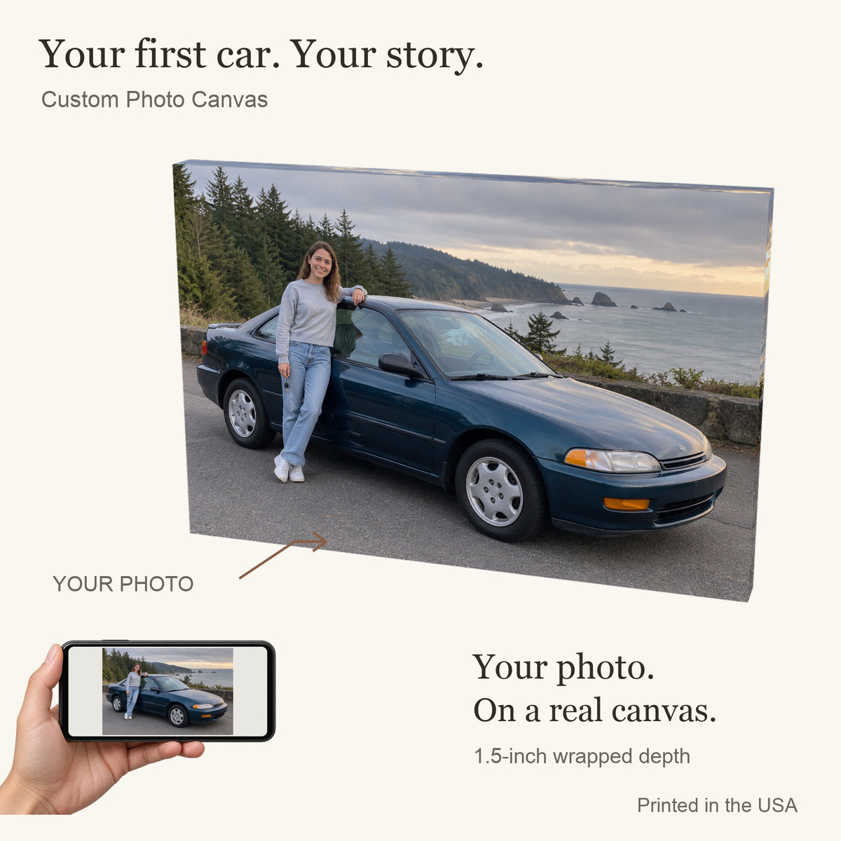 Personalized First Car Photo Canvas — Your photo to canvas — illustrative example — Image 1